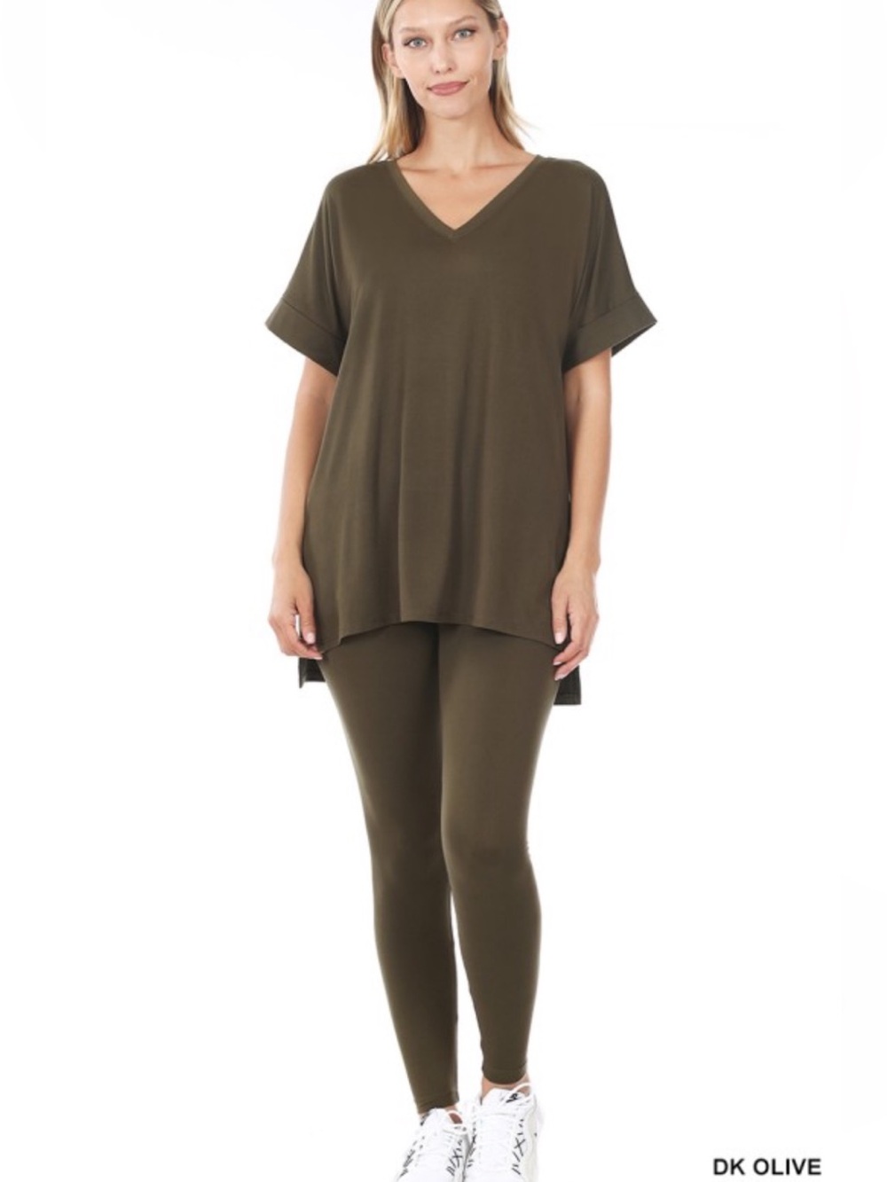 NWT 2pc Dark Olive Zenana Soft Brushed Dty Microfiber V-Neck
Top & Soft Leggings